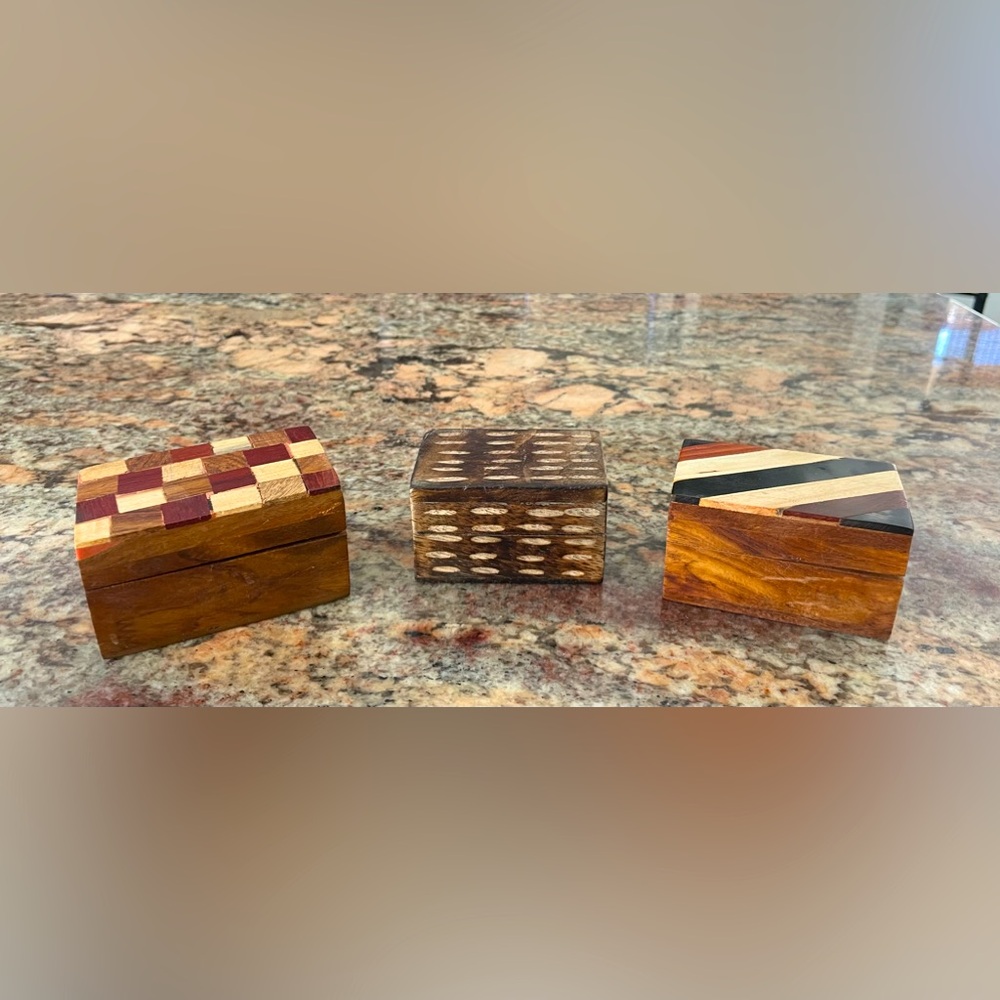 Vintage Set of 3 Wooden Trinket Boxes
